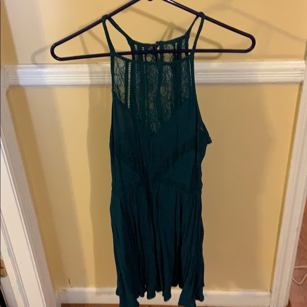 Teal lace minidress